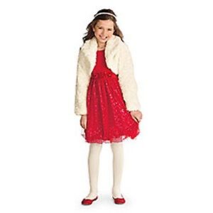 American Girl Sparkle Party Dress w/faux fur coat